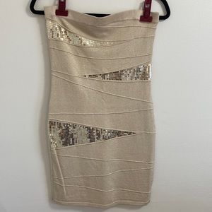 🎉ArdenB | Women’s Gold Sequin Bodycon Strapless Mini Dress